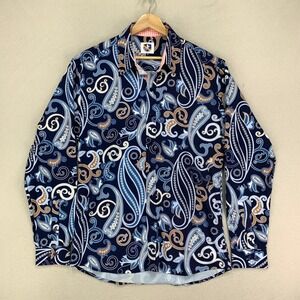 Royal Highness Equestrian Shirt Mens Small Paisley Print Long Sleeve Performance